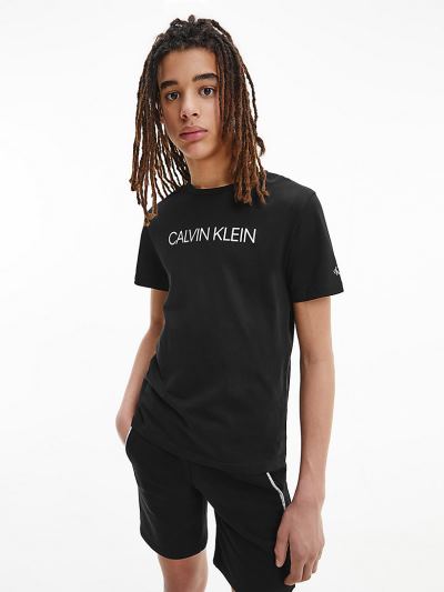 Calvin Klein Ruhák HU396462 | Calvin Klein Organic Cotton Logo Fiu Póló Fekete